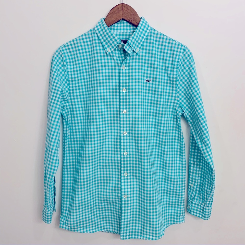 Vineyard Vines Boys Arawak Gingham Whale Shirt